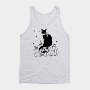 Pumpkin Cat Black Tank Top